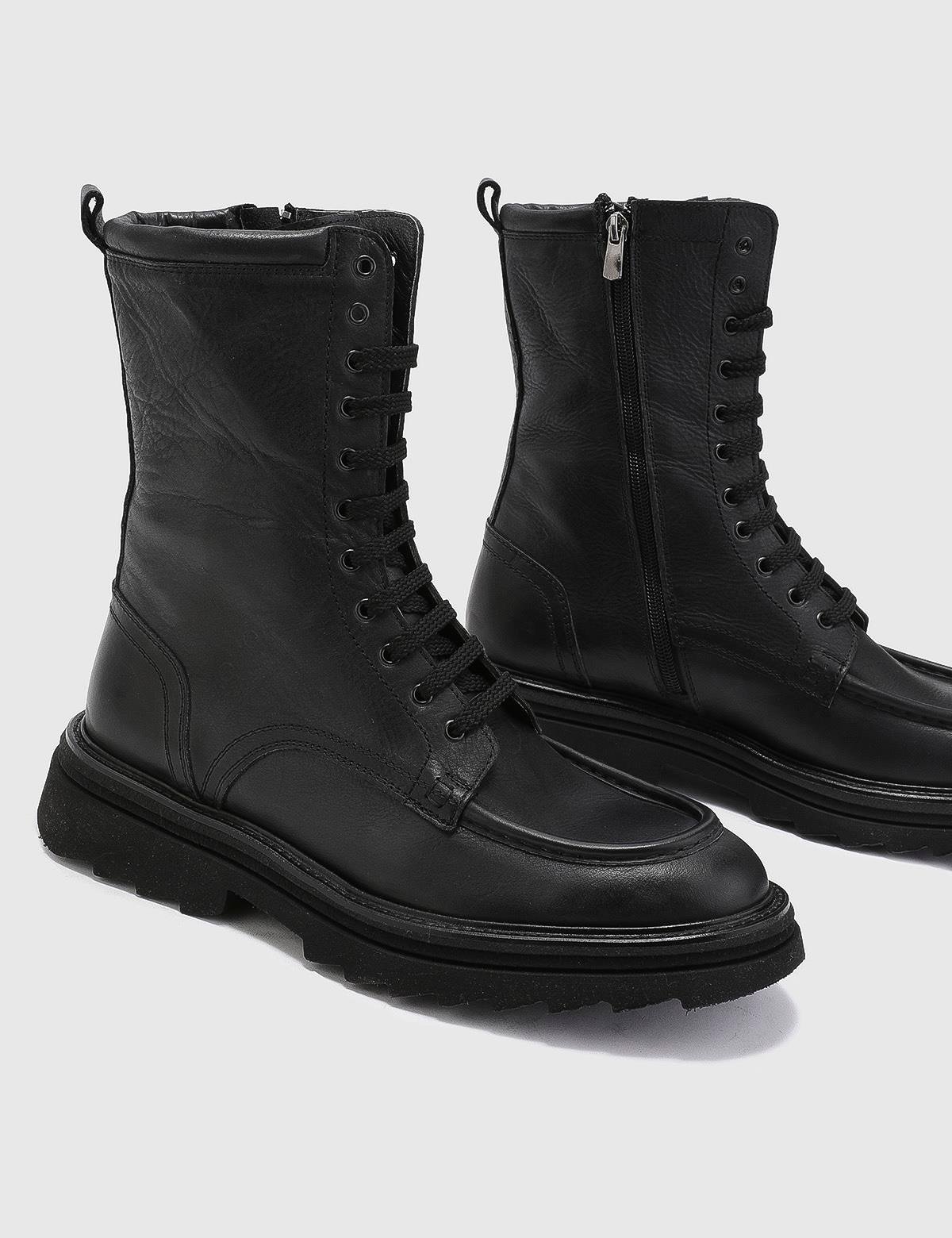 Denıs Black Leather Men's Boot