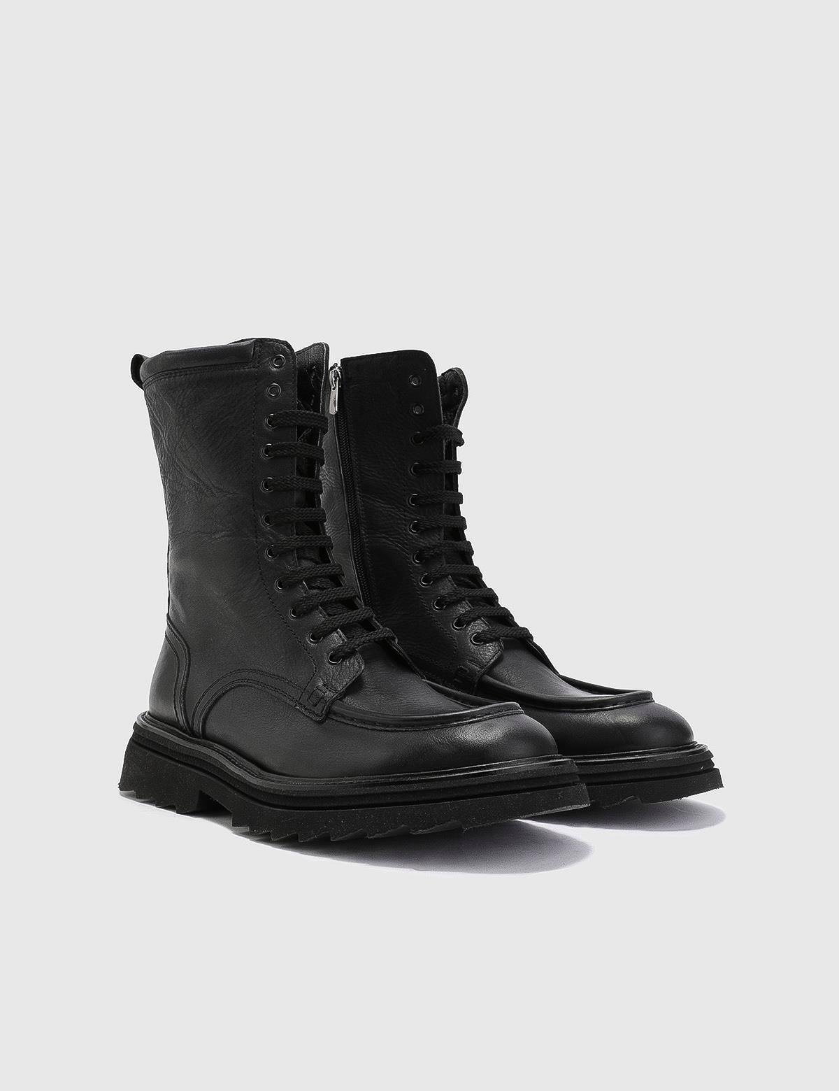 Denıs Black Leather Men's Boot