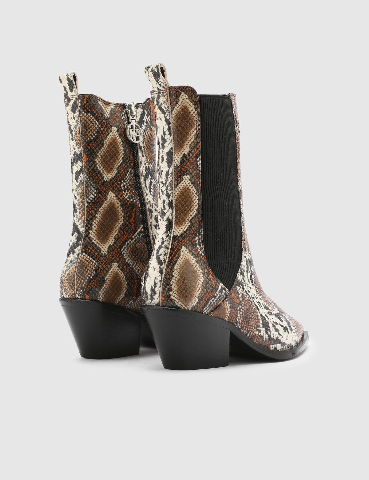 Diane Brown Printed Leather Women's Heeled Boot