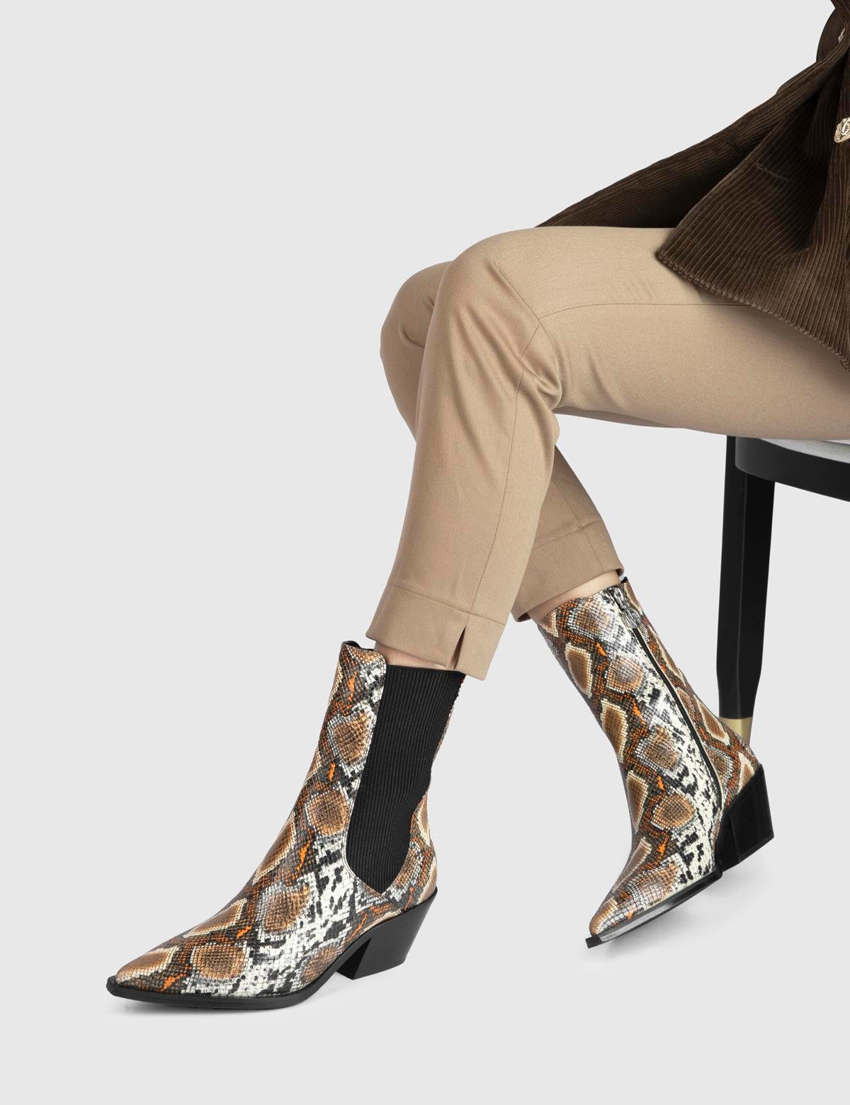 Diane Brown Printed Leather Women's Heeled Boot