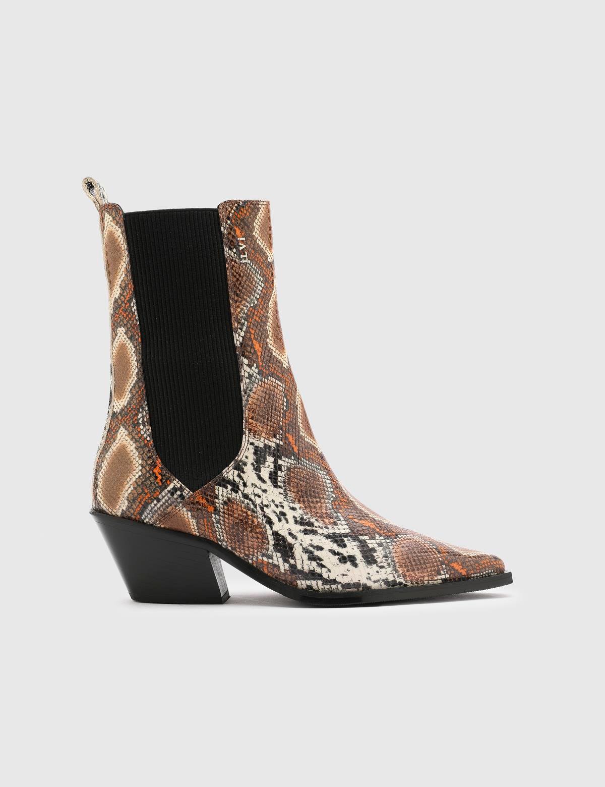 Diane Brown Printed Leather Women's Heeled Boot
