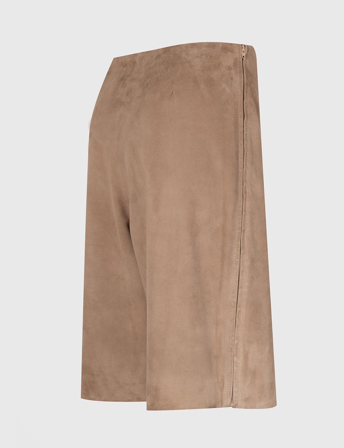 Diosa Beige Suede Women's Leather Skort