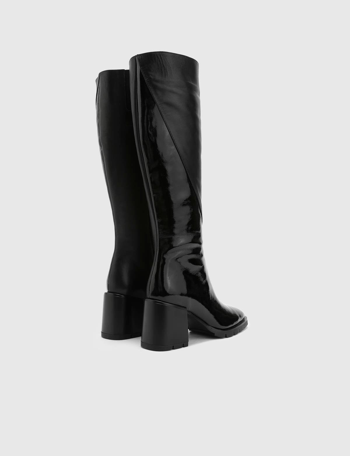 Dirc Black Patent Leather Women's Heeled High Boot