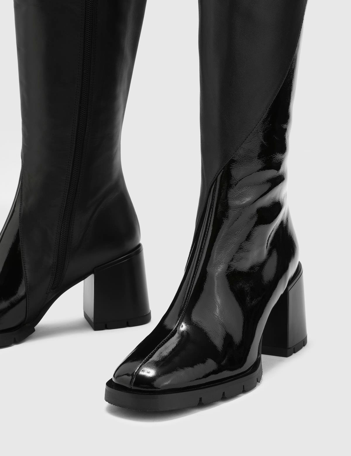 Dirc Black Patent Leather Women's Heeled High Boot