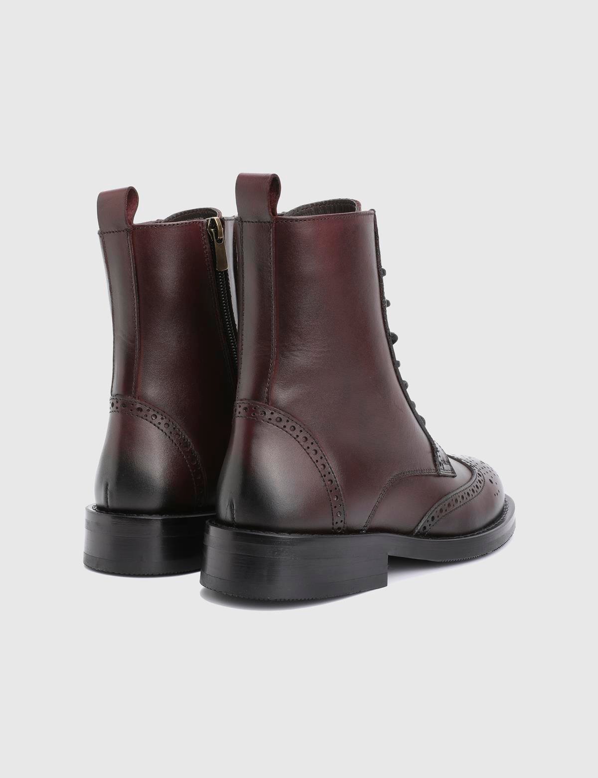 Djons Burgundy Leather Women's Boot