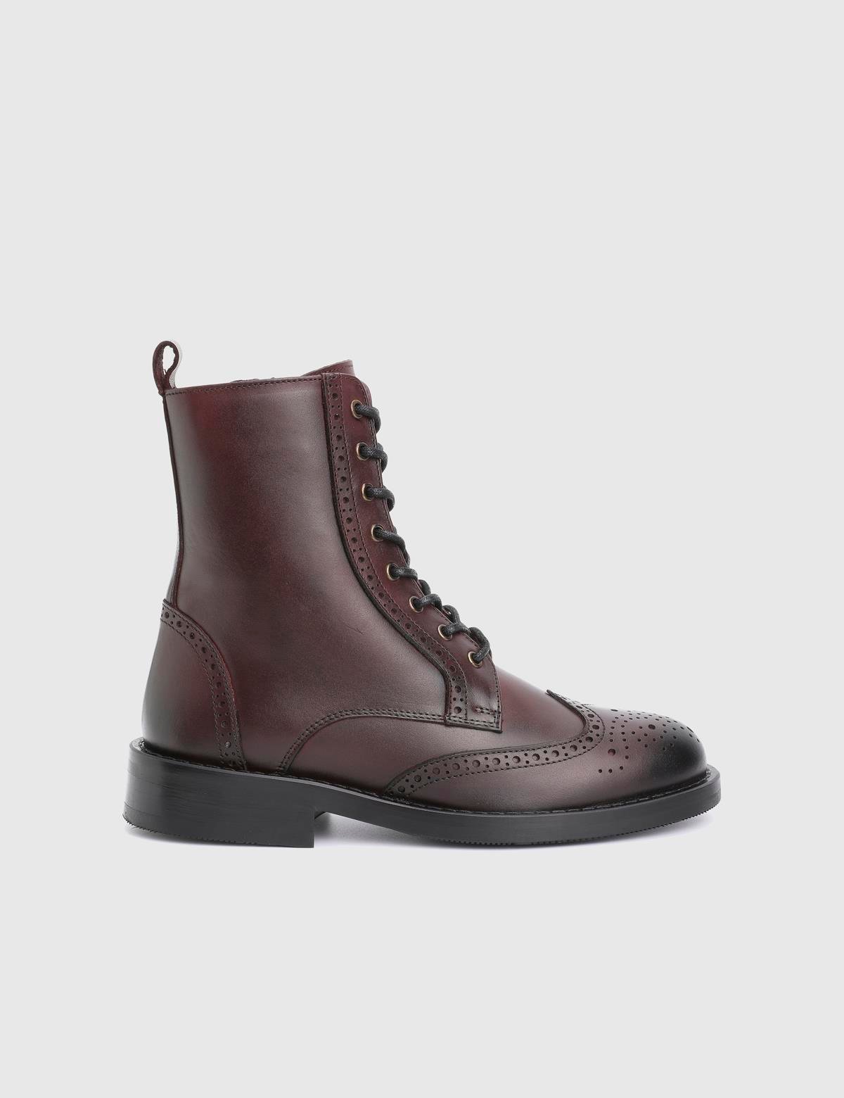 Djons Burgundy Leather Women's Boot