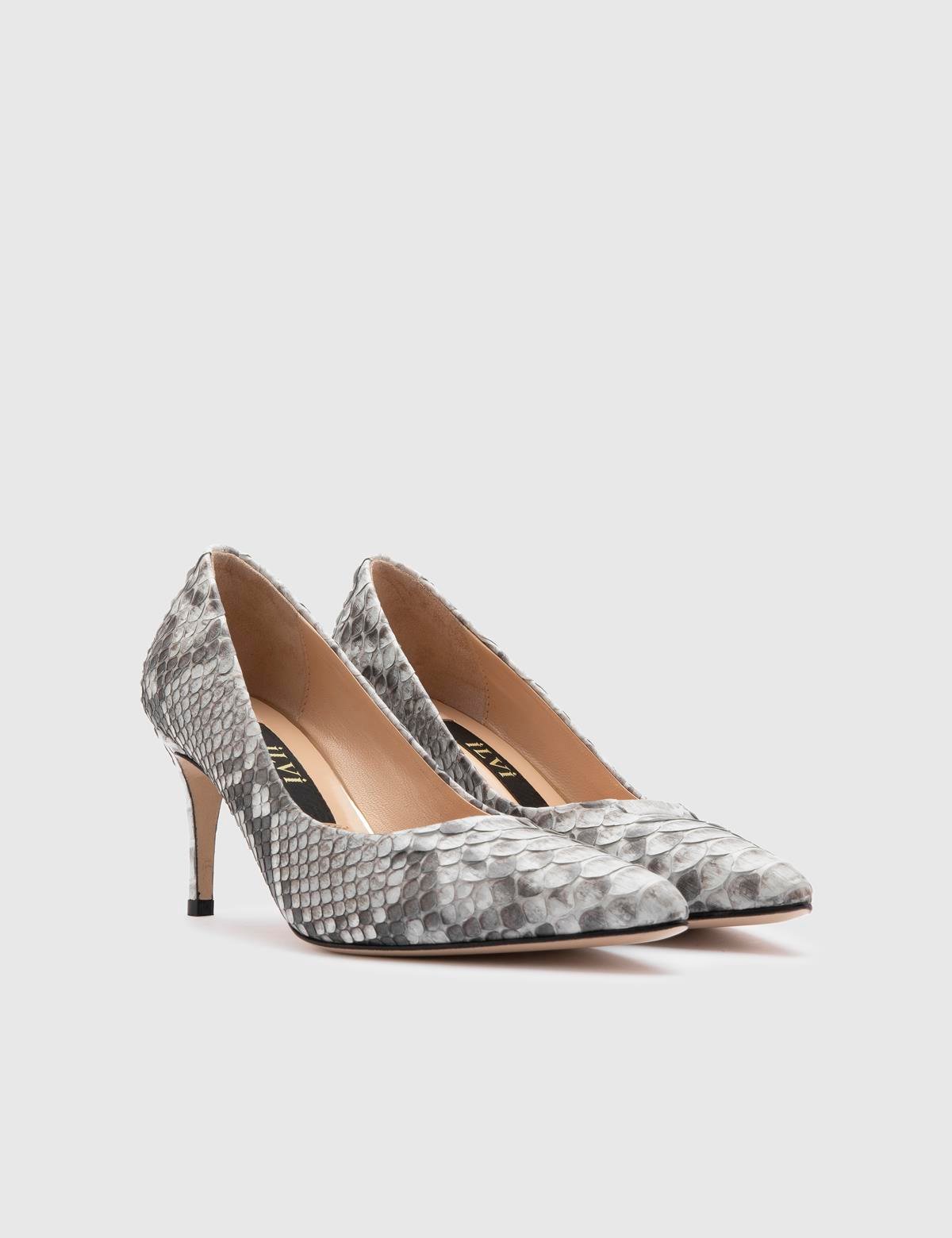Dorra Grey Snake Leather Women's Stiletto