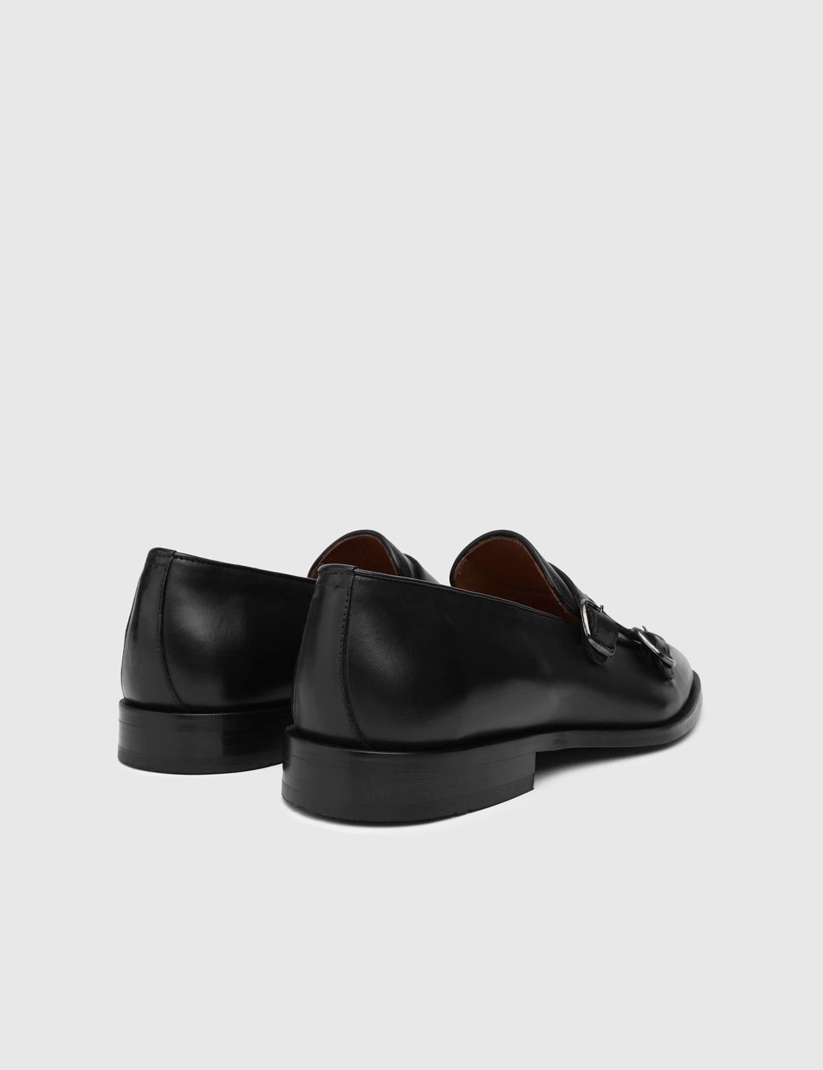 Dover Black Leather Men's Monk Shoe