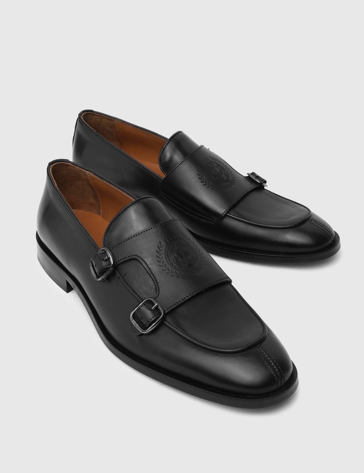 Dover Black Leather Men's Monk Shoe