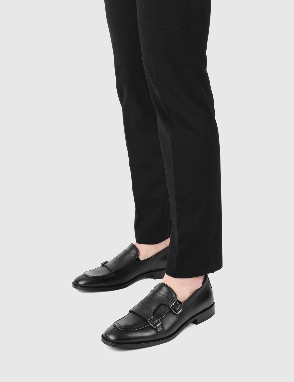 Dover Black Leather Men's Monk Shoe