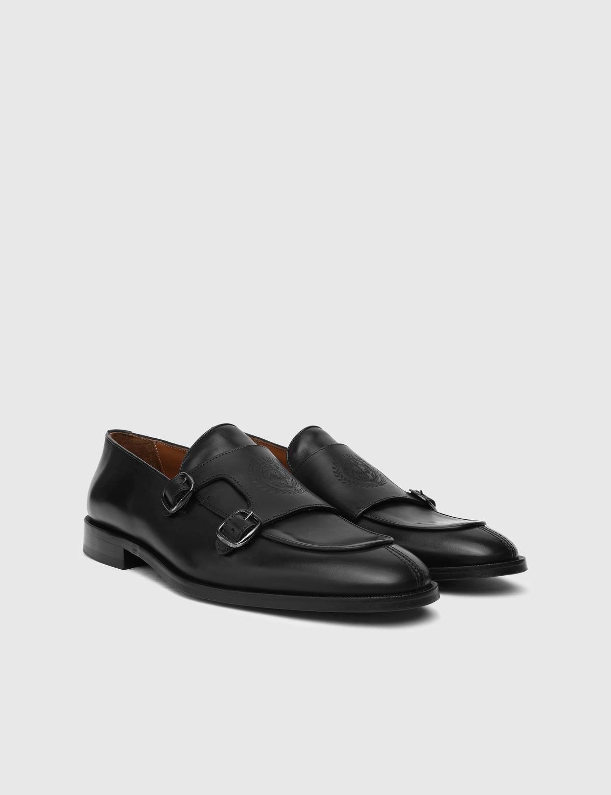 Dover Black Leather Men's Monk Shoe