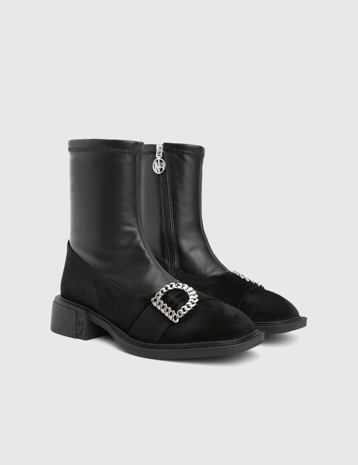 Druid Black Suede Leather Women's Stretch Boot