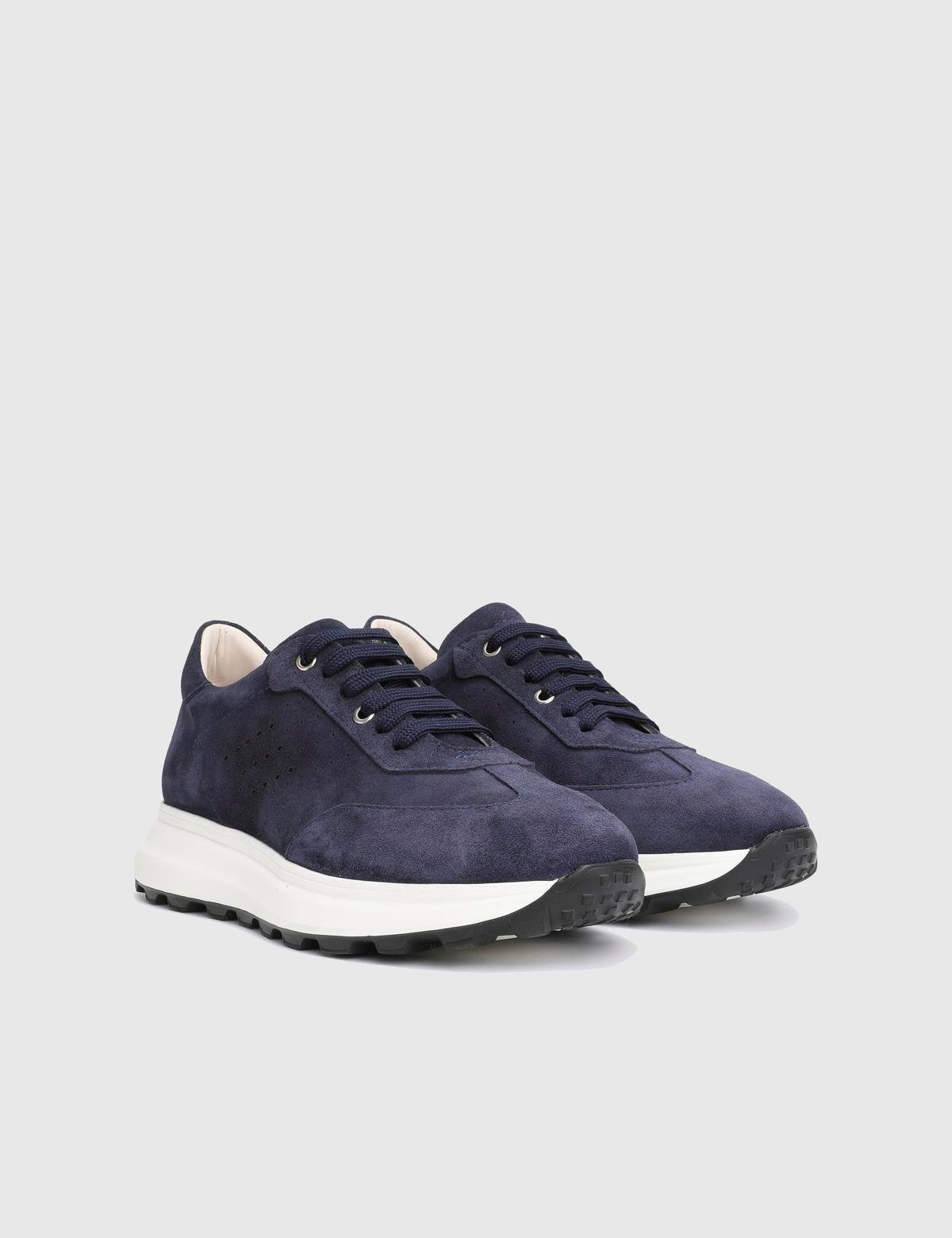 Dubbo Navy Blue Suede Leather Men's Sneaker