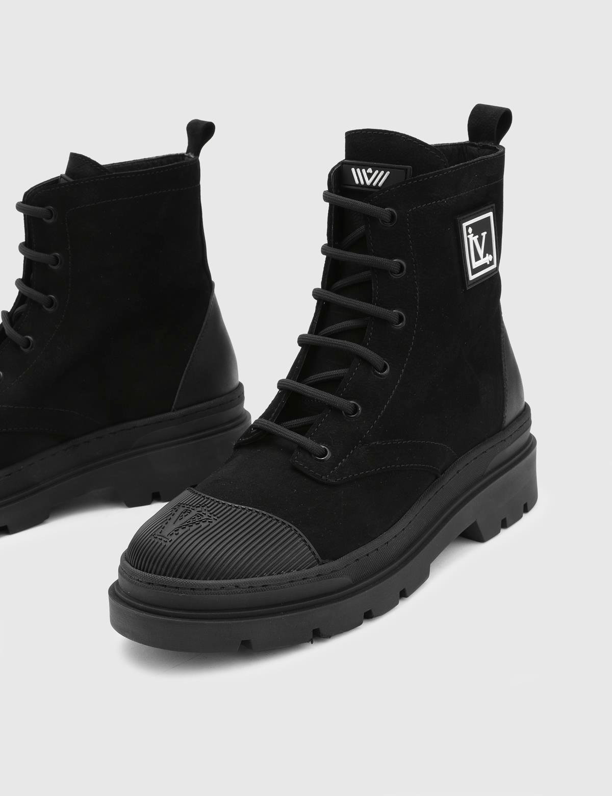 Edoardo Black Nubuck Leather Men's Boot