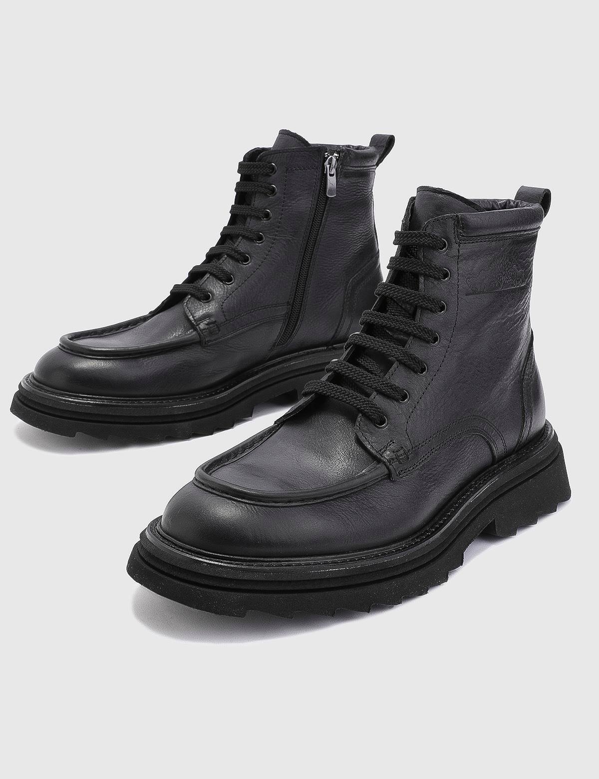 Elias Black Leather Men's Boot