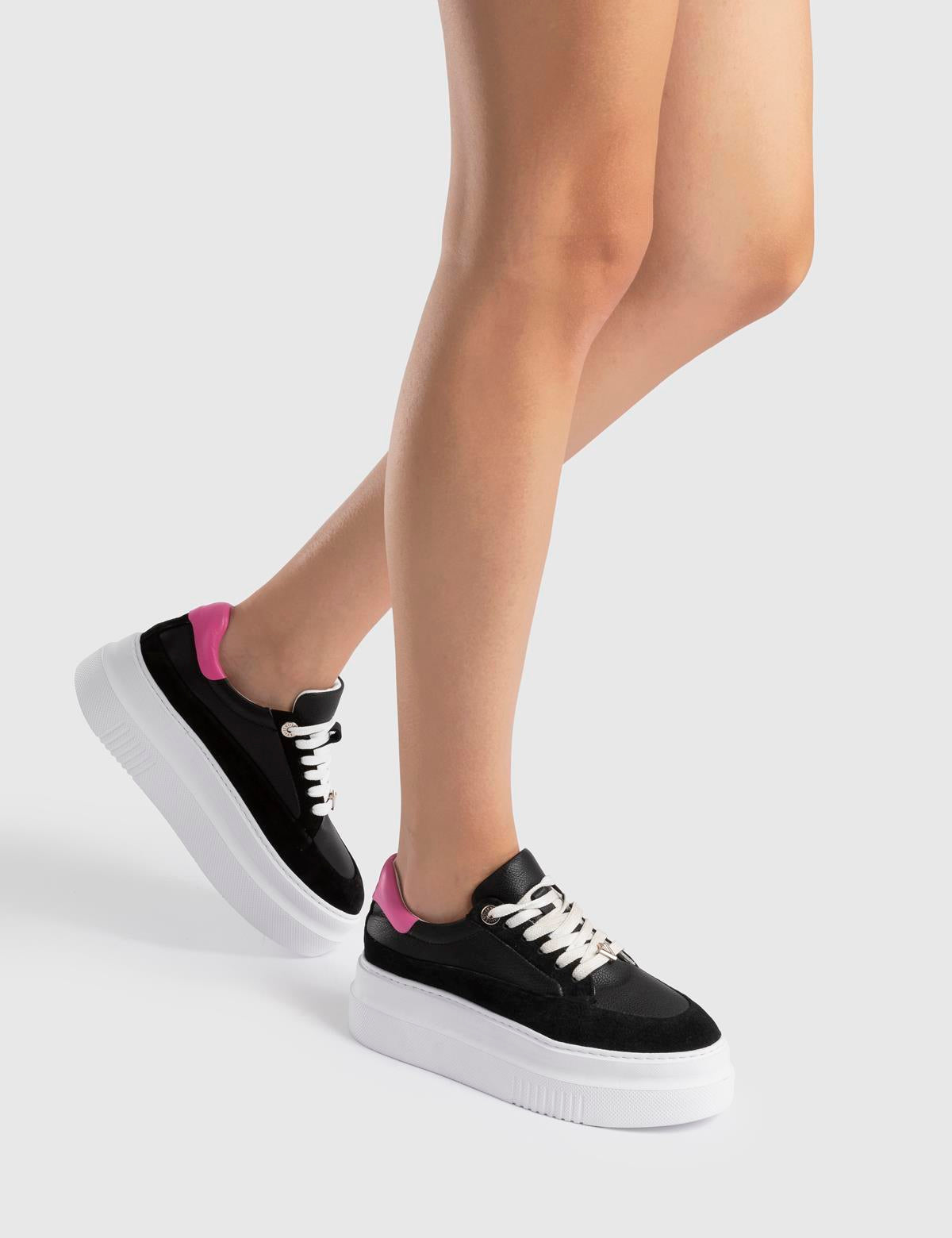 Elke Black Leather Women's Sneaker