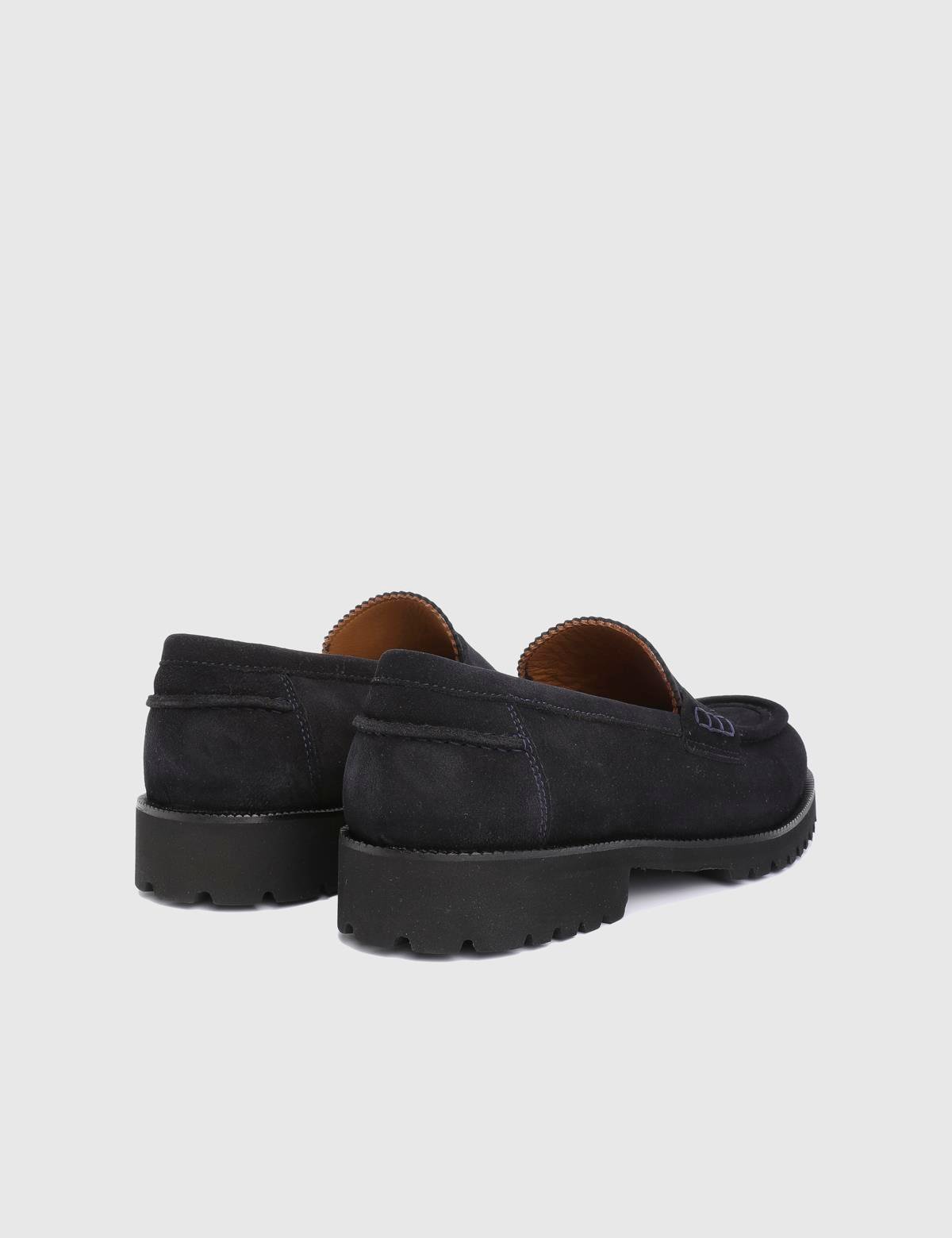 Erjon Navy Blue Suede Leather Men's Loafer