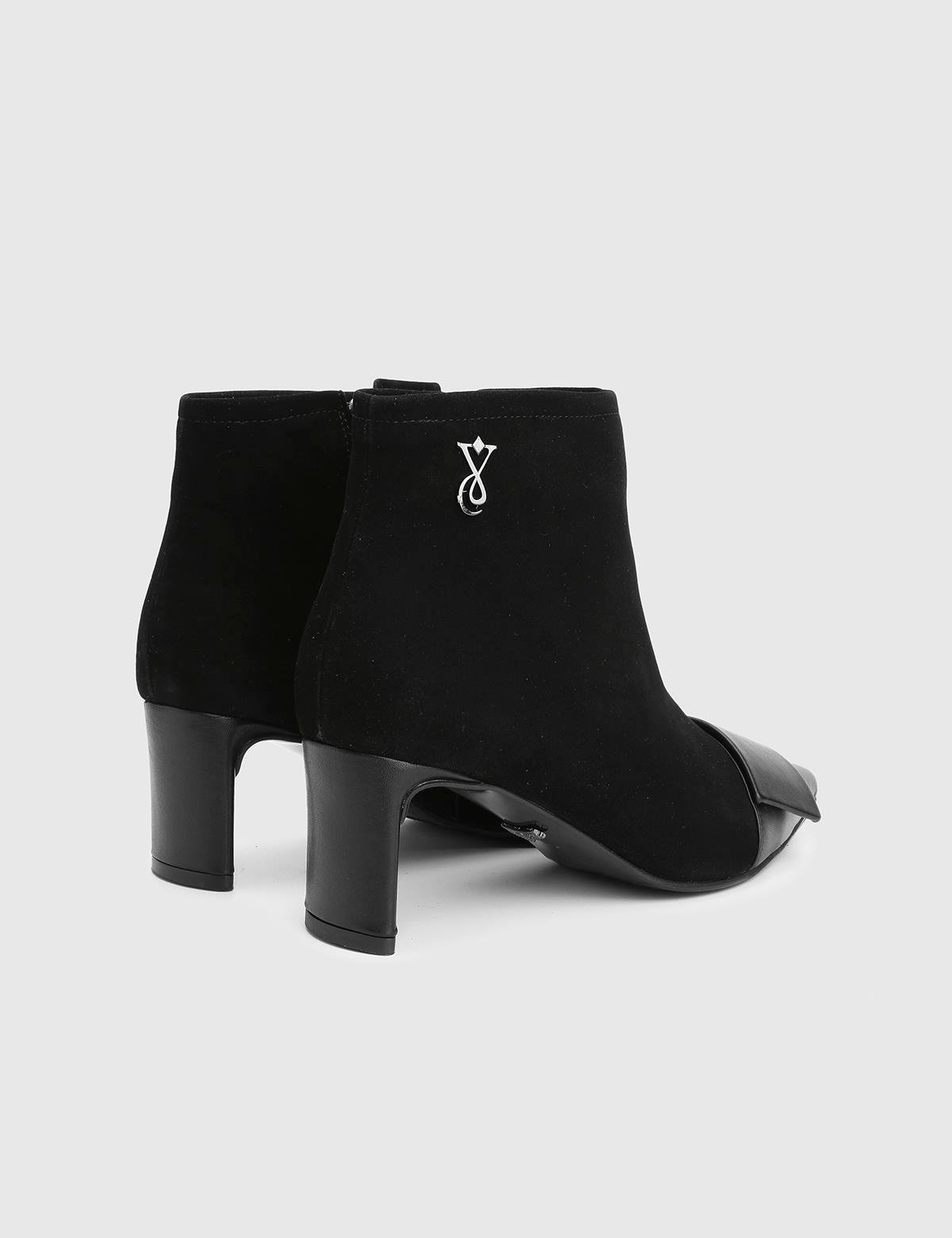 Ernesta Black Suede Leather Women's Heeled Boot