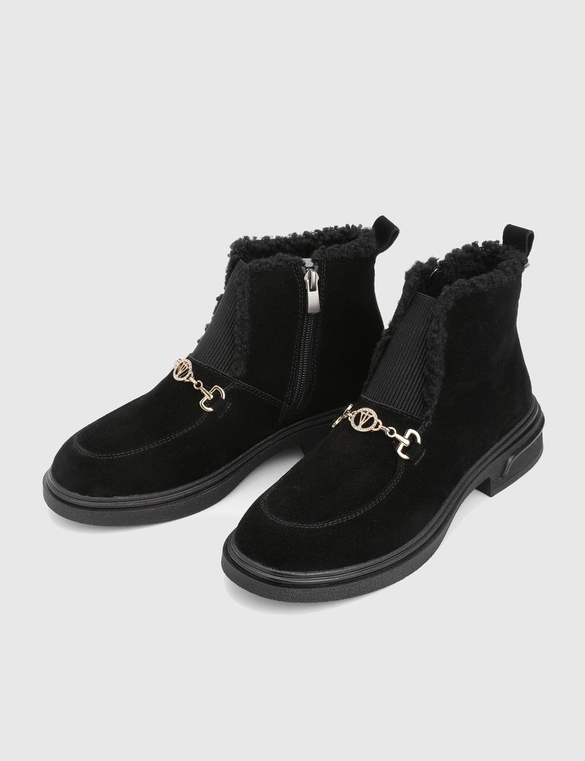 Esther Black Suede Leather Women's Boot