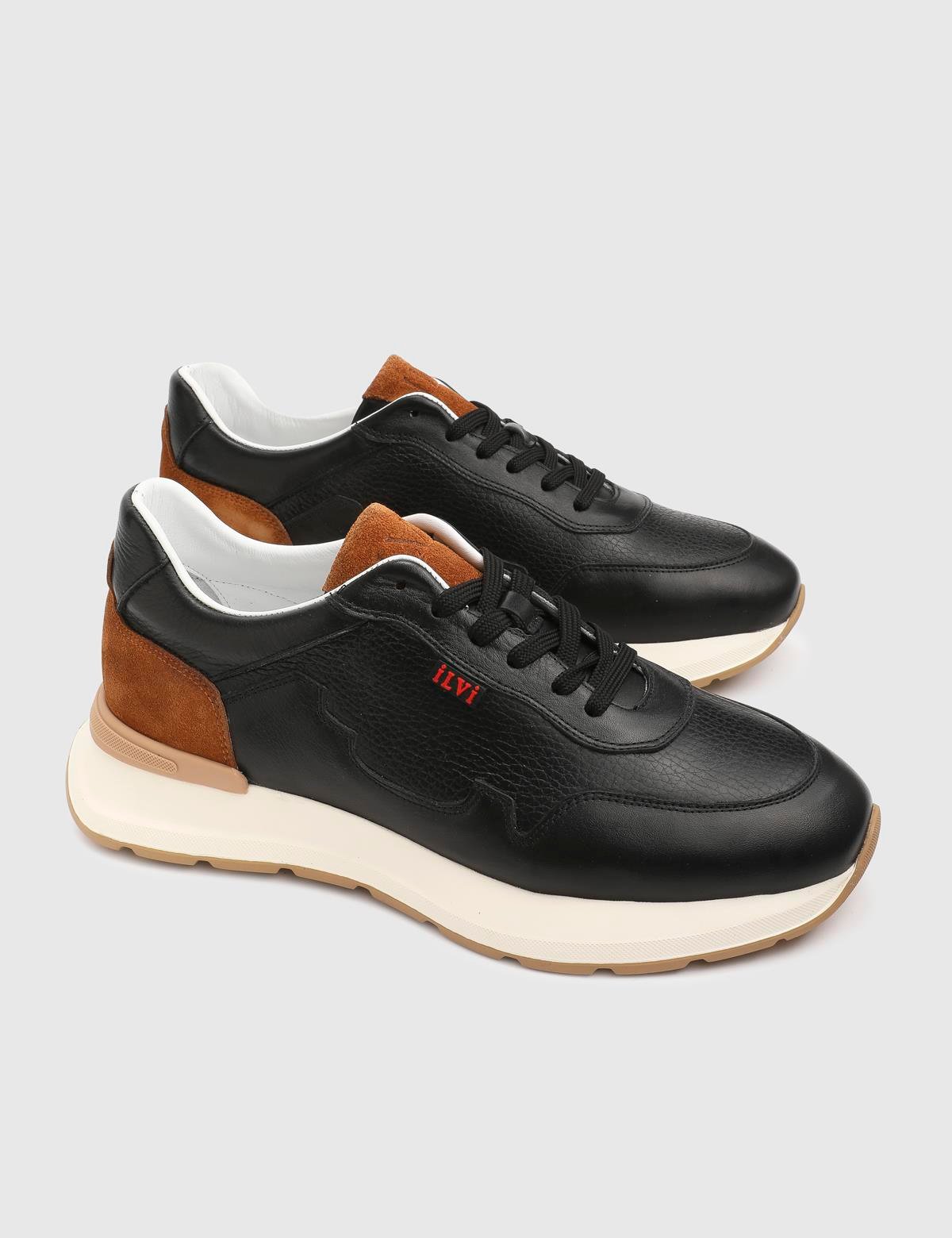 Faes Black Leather Men's Sneaker