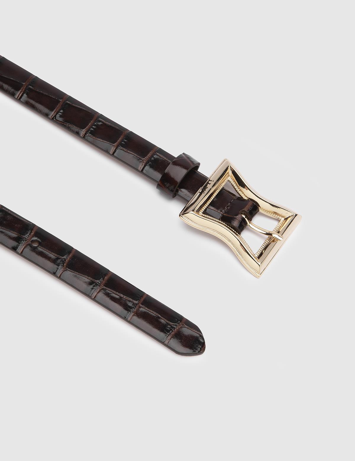 Fidelya Brown Leather Crocodile Women's Belt