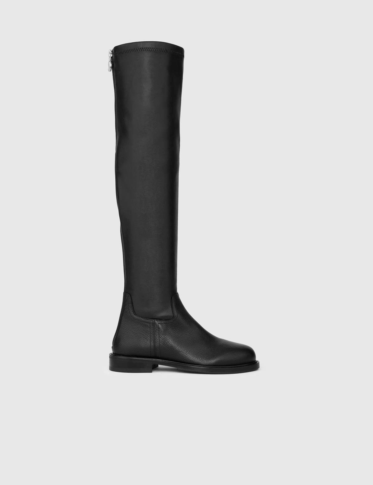 Flon Black Floater Leather Women's High Boot