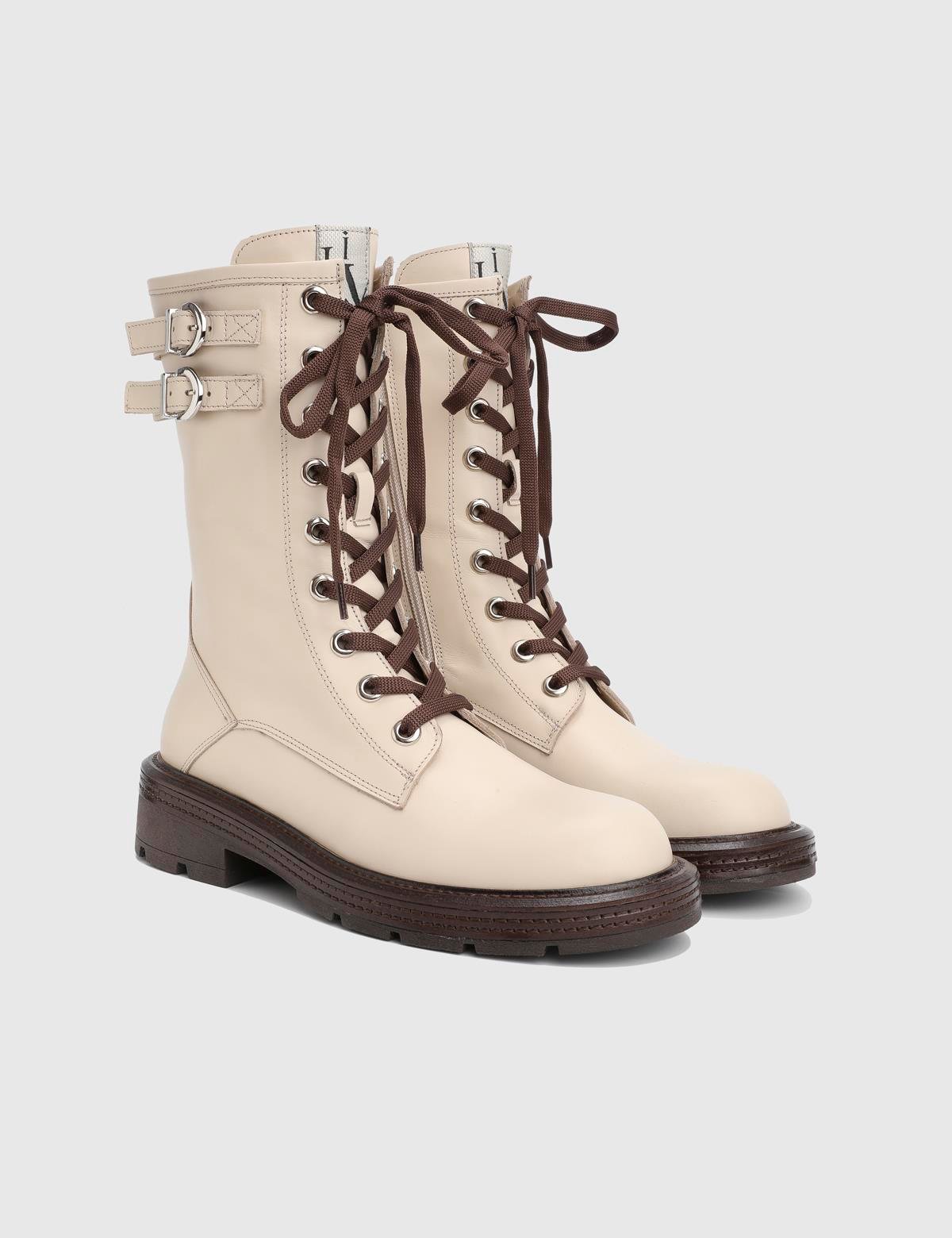 Furball Cream Leather Women's Boot