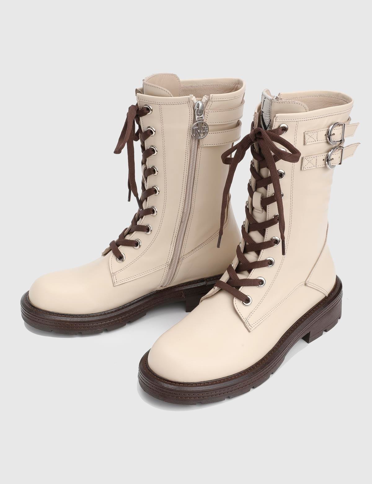 Furball Cream Leather Women's Boot