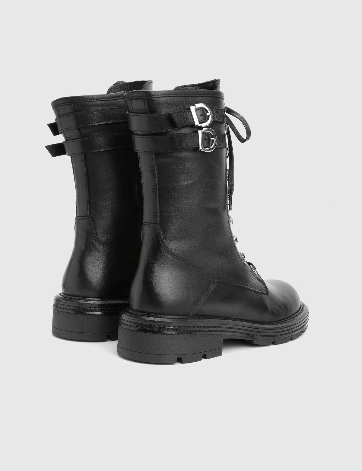 Furball Black Leather Women's Boot