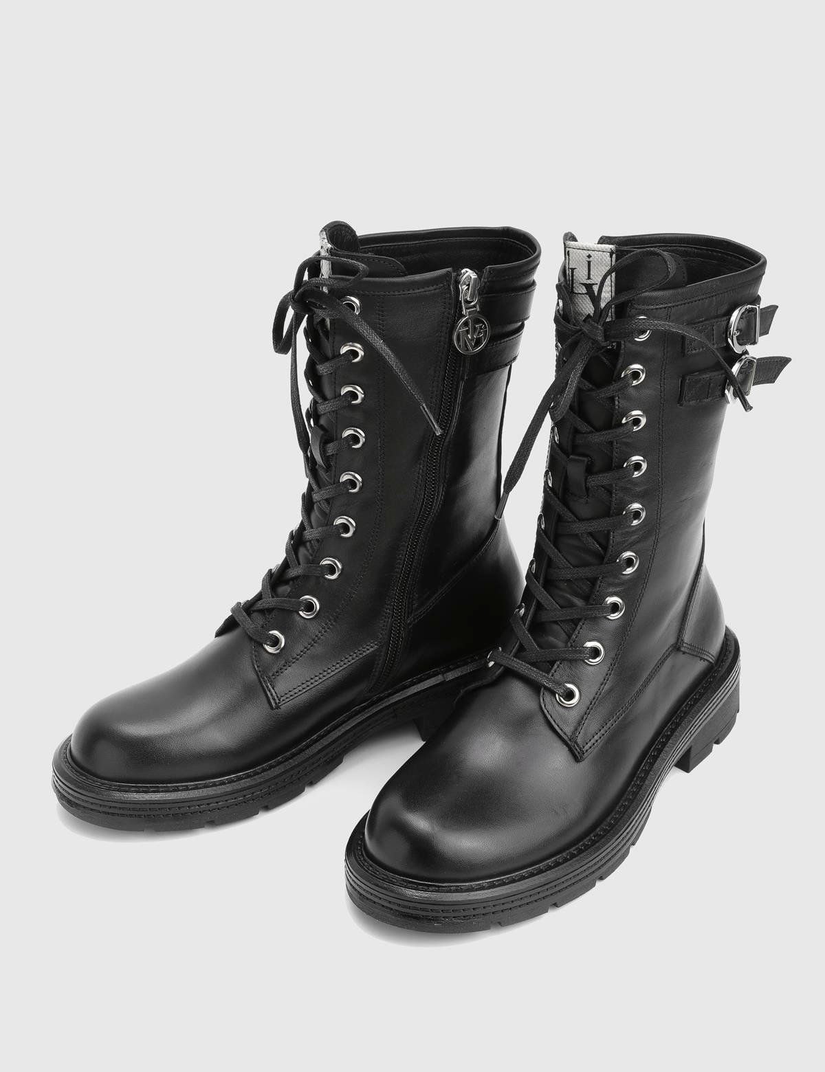 Furball Black Leather Women's Boot