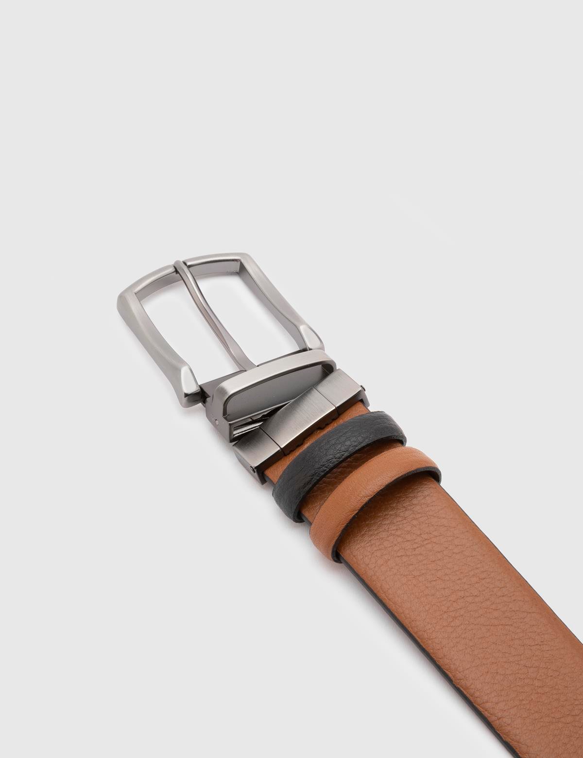 Galloway Black-Saddle Brown Floater Leather Men's Belt