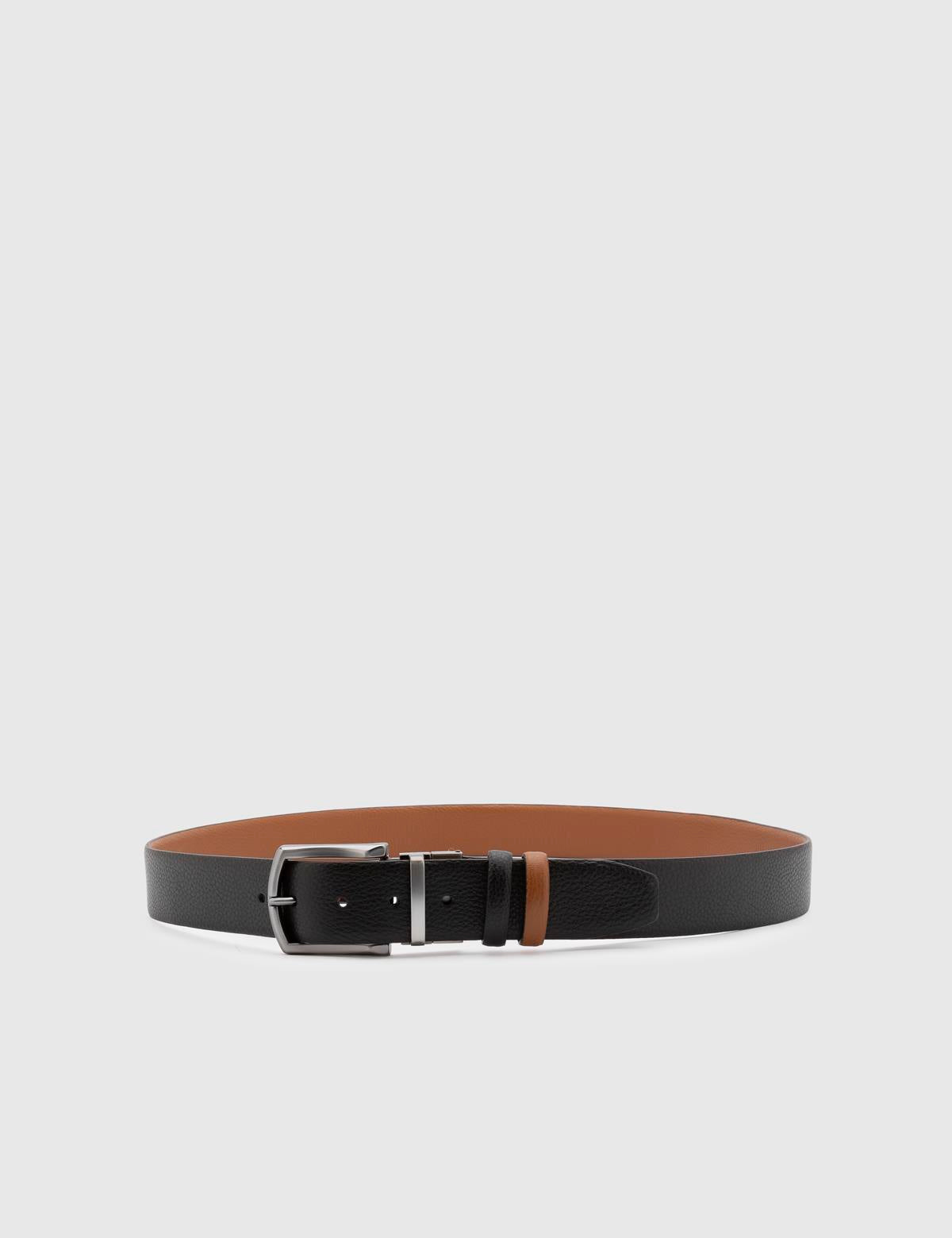 Galloway Black-Saddle Brown Floater Leather Men's Belt