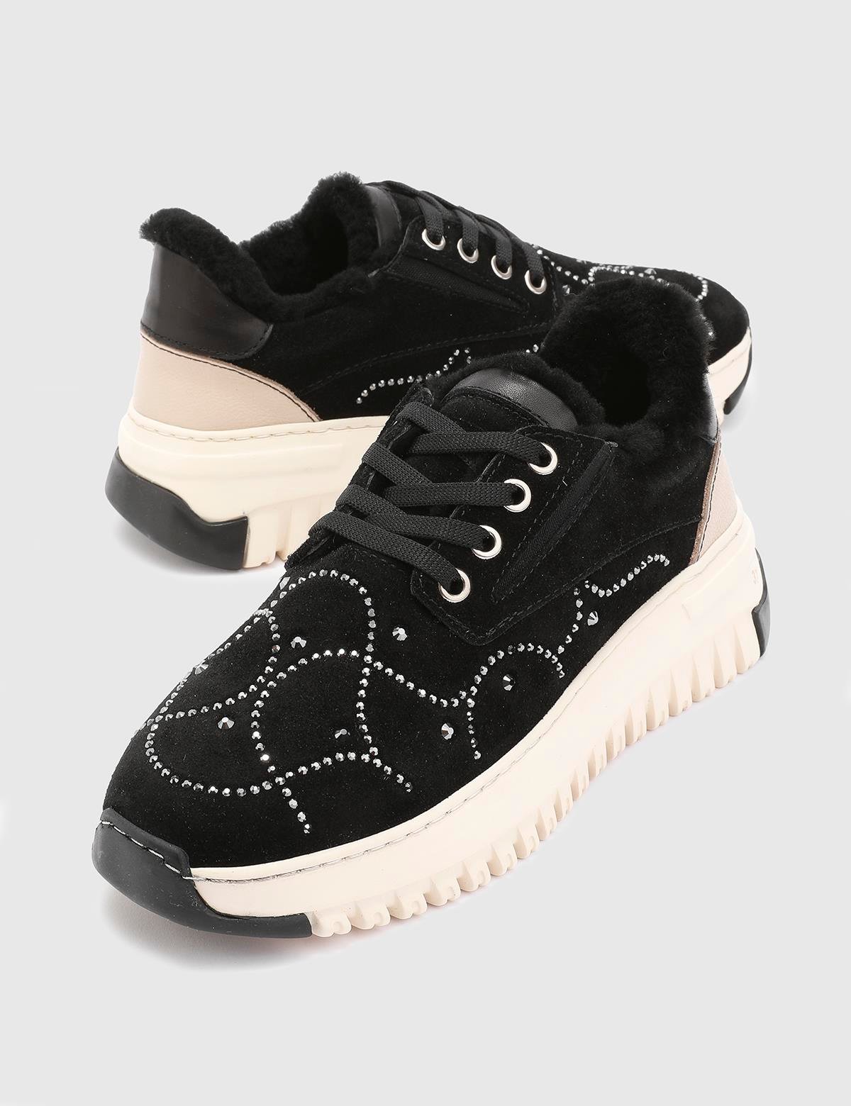 Geesje Black Suede Leather Women's Sneaker