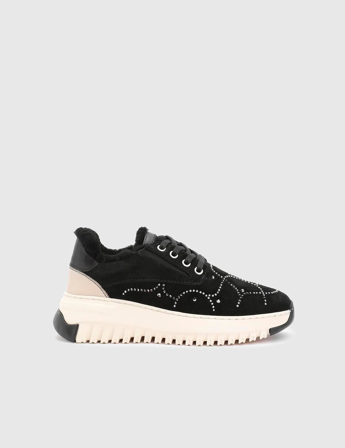 Geesje Black Suede Leather Women's Sneaker