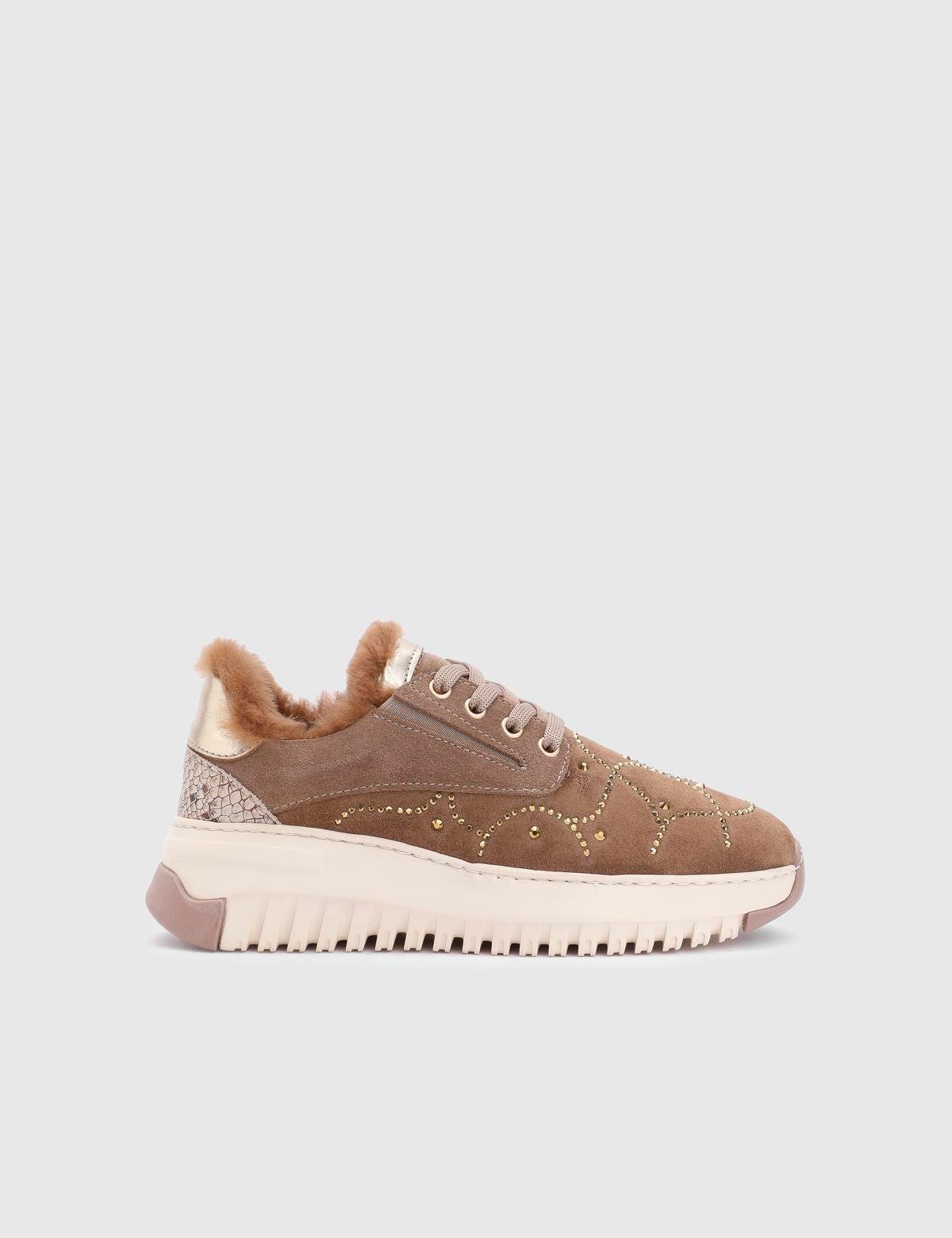 Geesje Saddle Brown Suede Leather Women's Sneaker