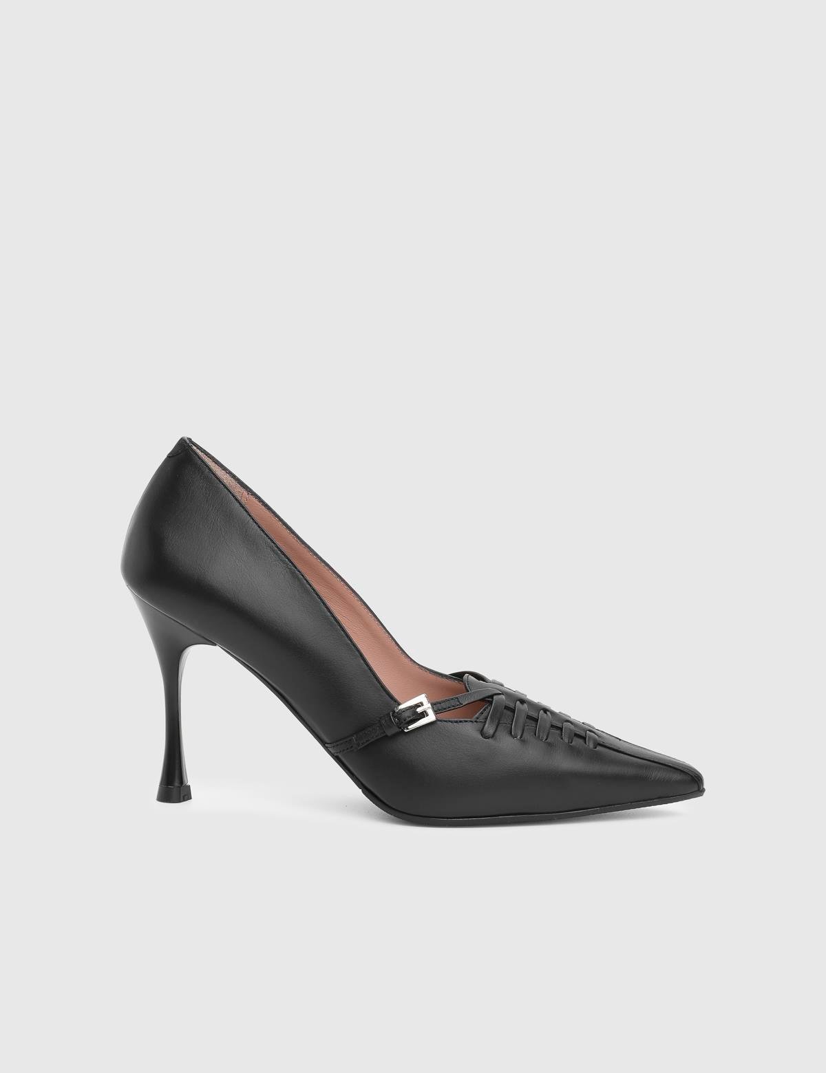 Geny Black Leather Women's Pump