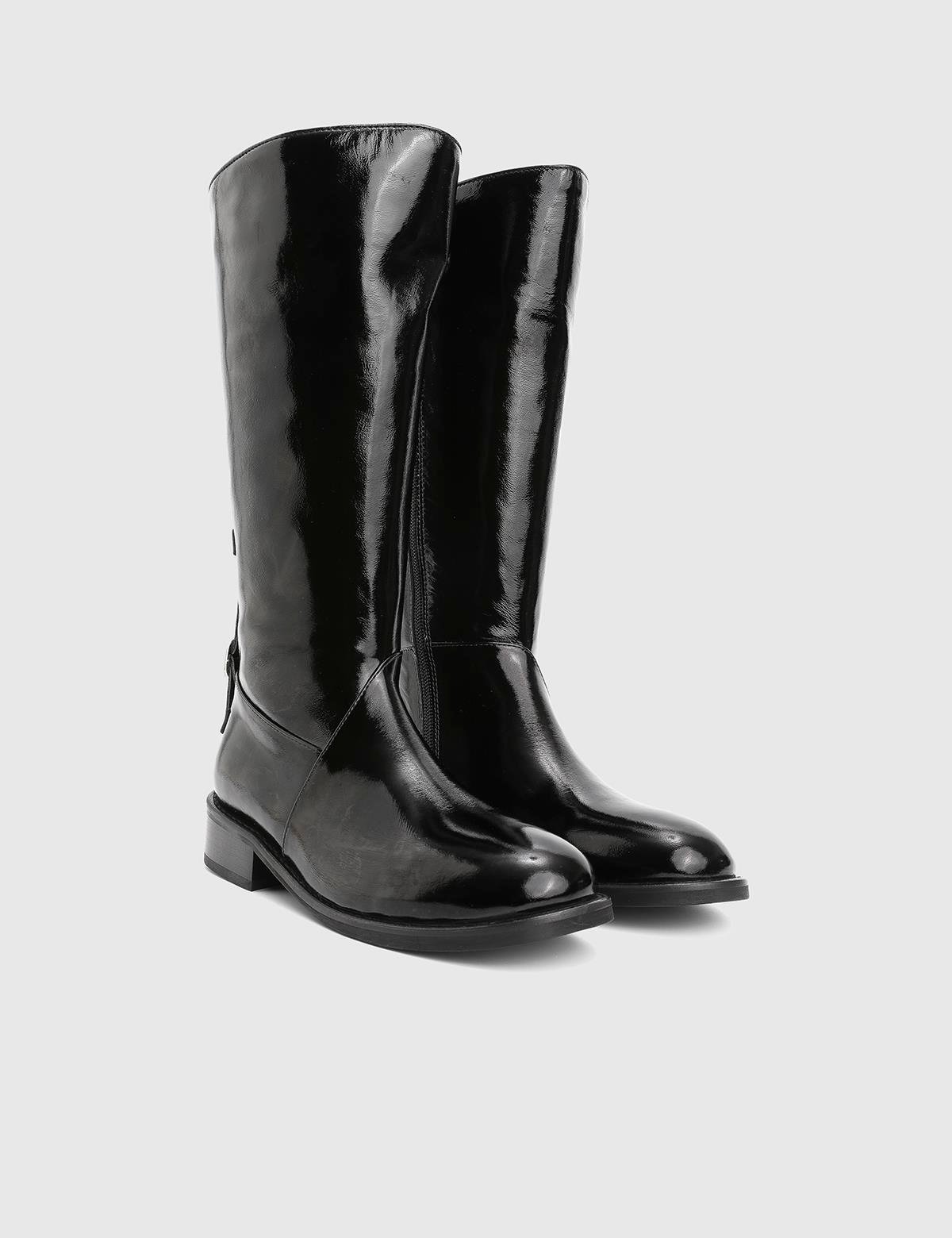 Giviti Black Patent Leather Women's High Boot