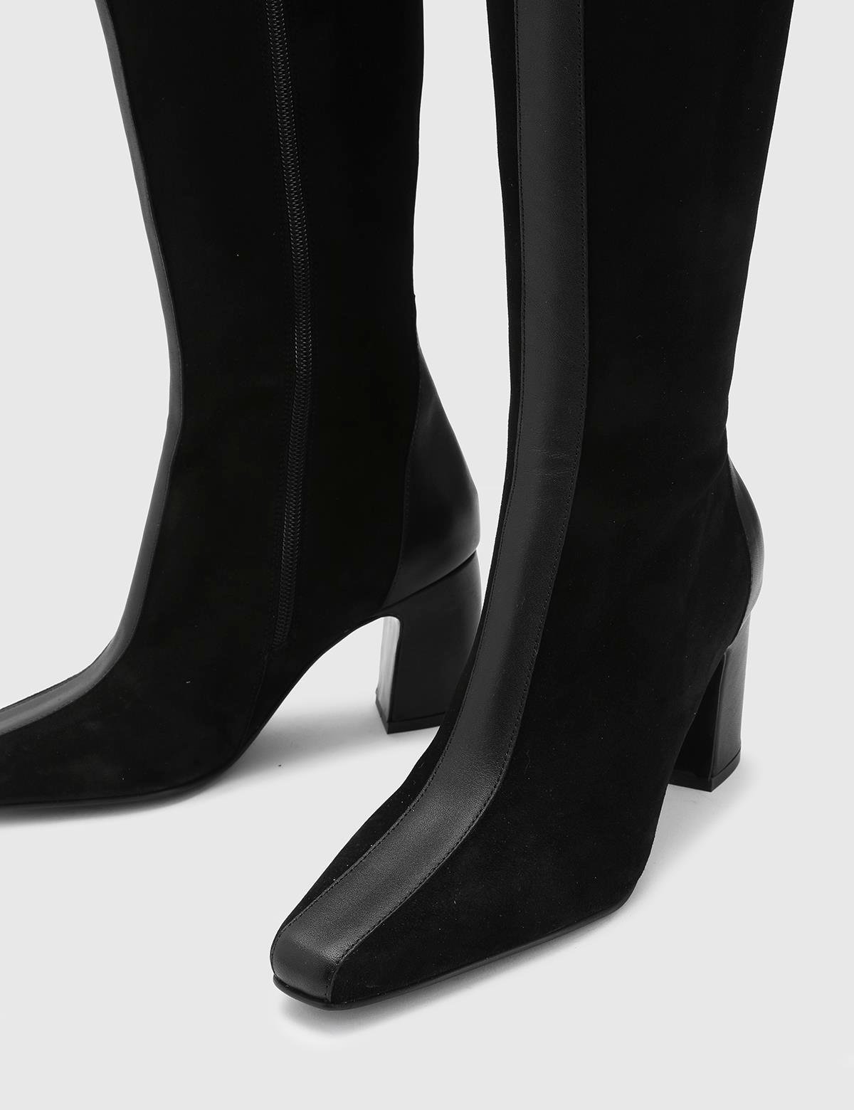 Glacia Black Suede Leather Women's Heeled High Boot