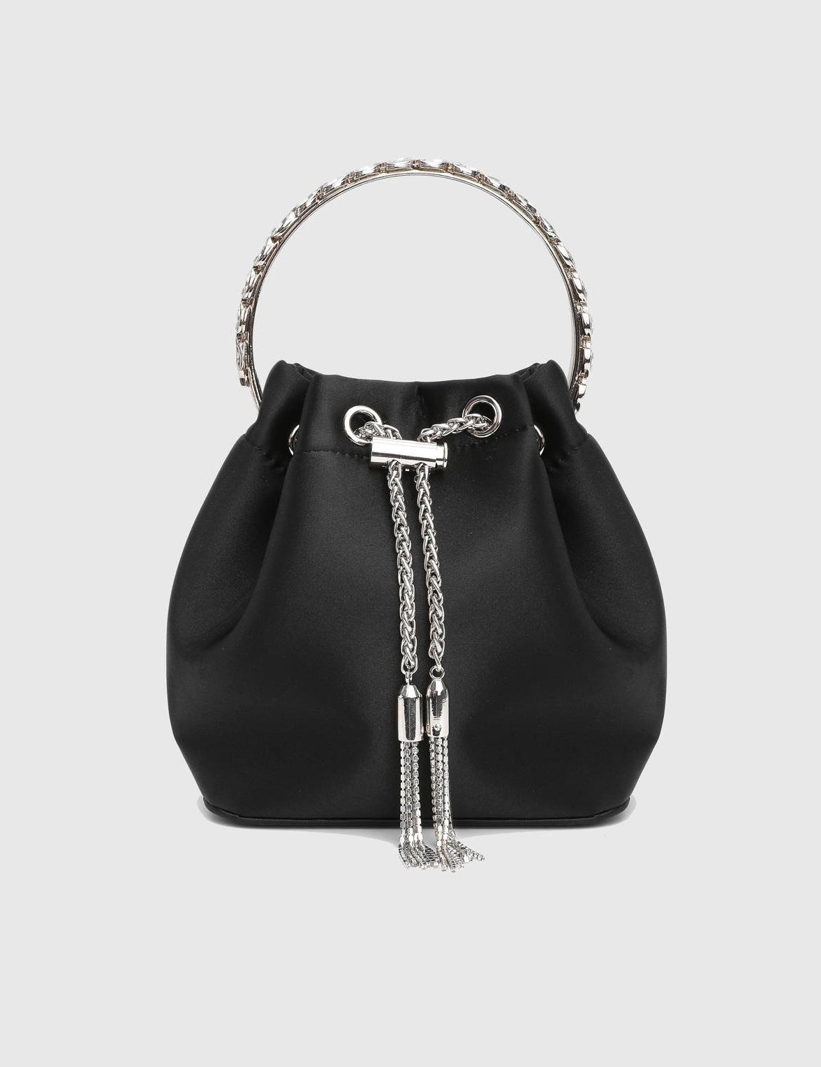 Gores Black Satin Women's Handbag with Stones