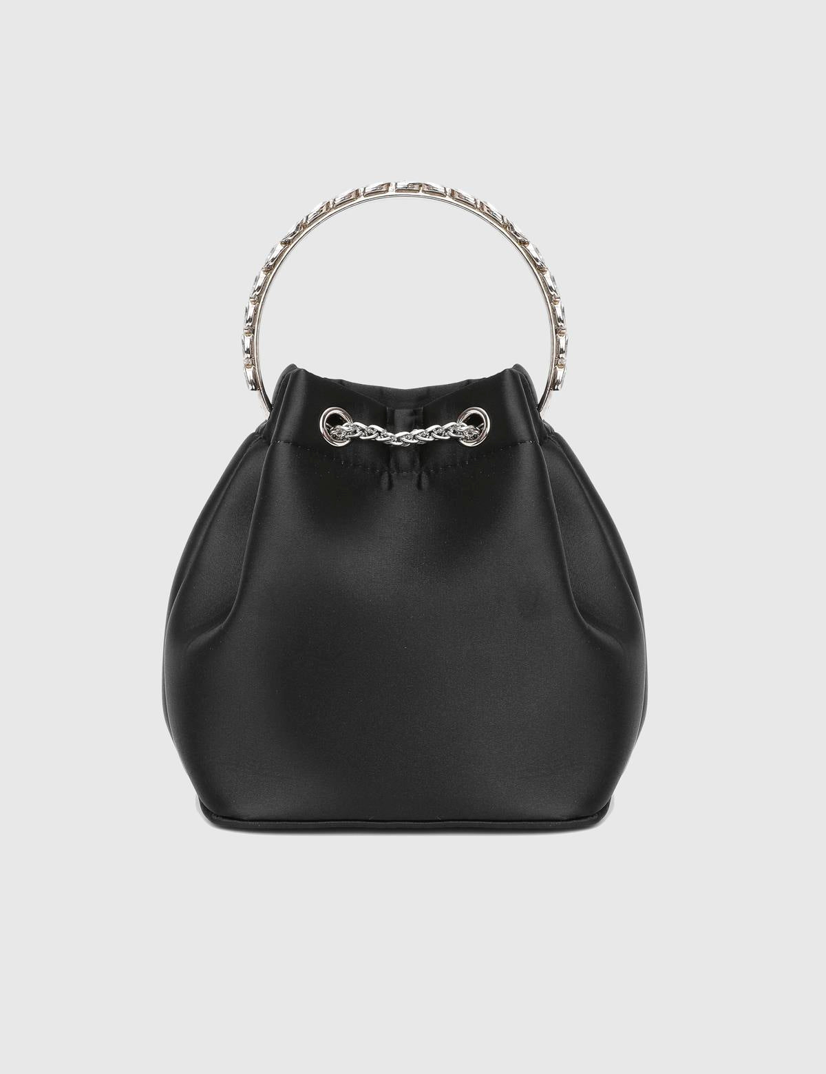 Gores Black Satin Women's Handbag with Stones