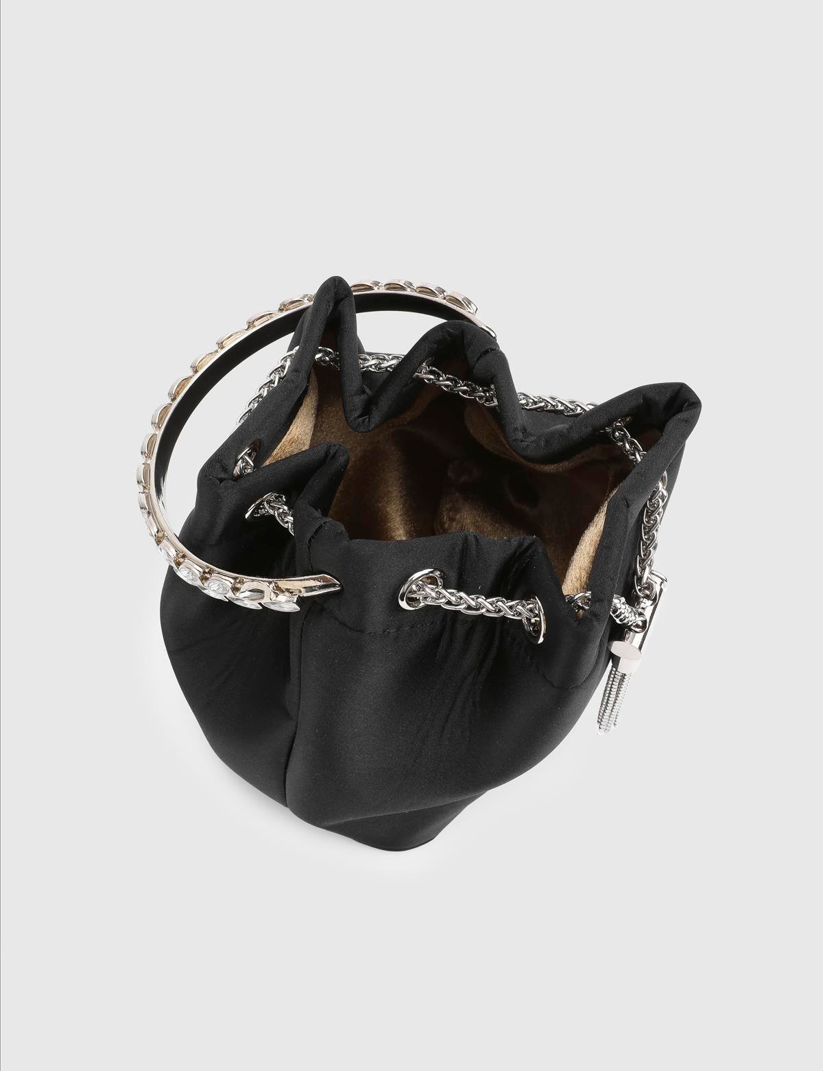 Gores Black Satin Women's Handbag with Stones