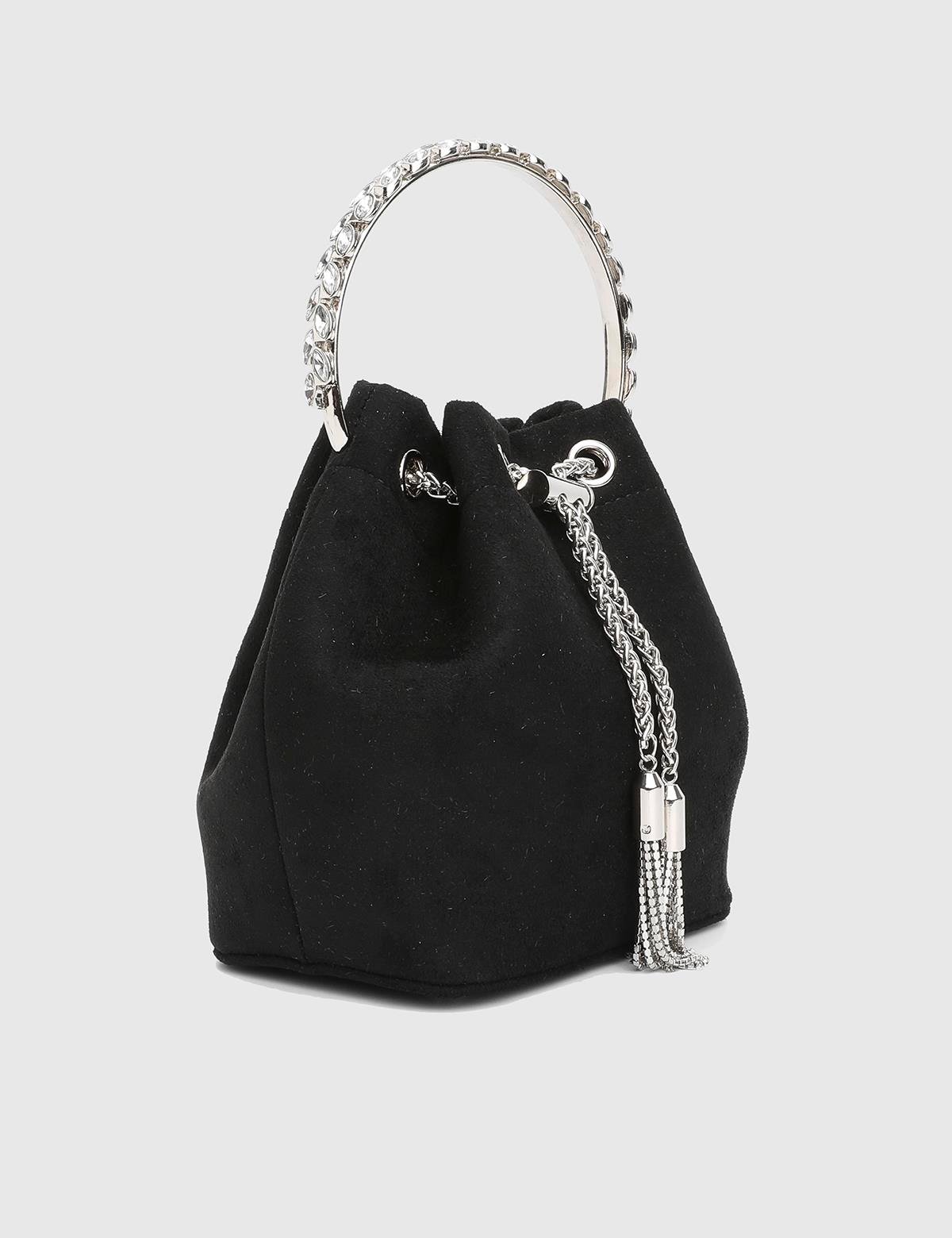 Gores Black Suede Women's Handbag with Stones
