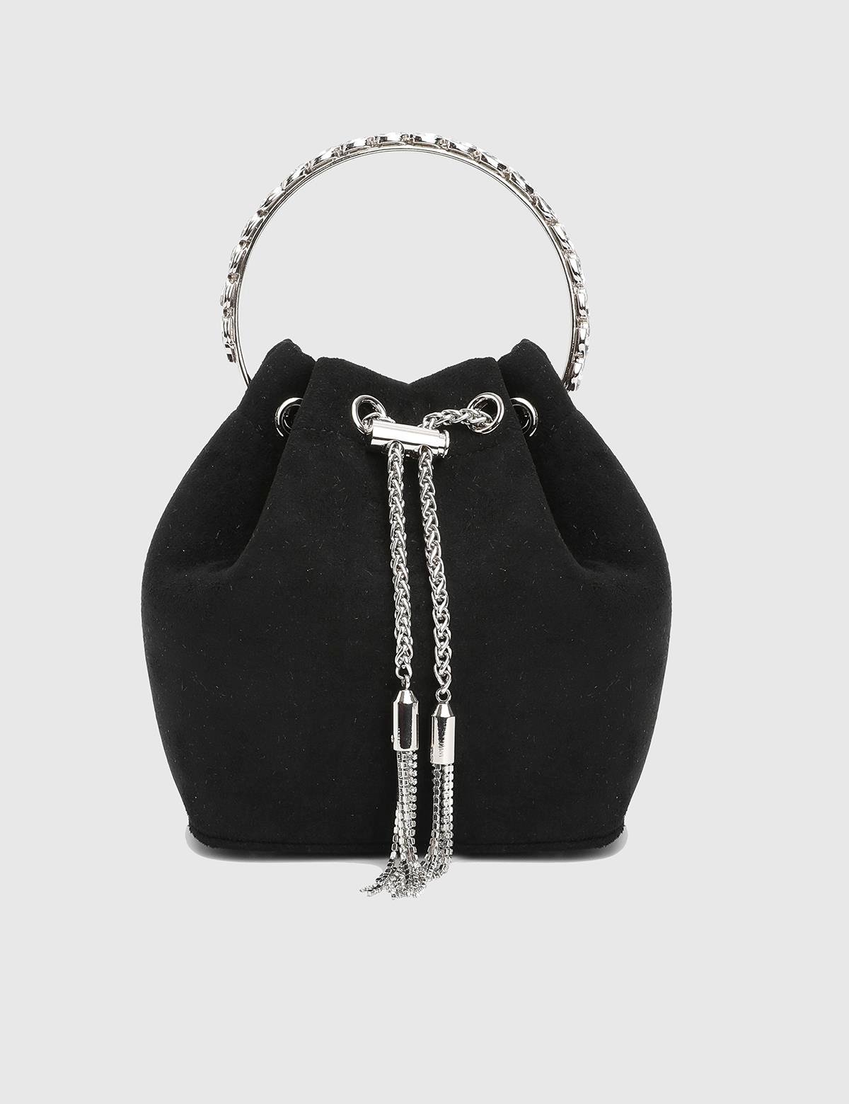 Gores Black Suede Women's Handbag with Stones
