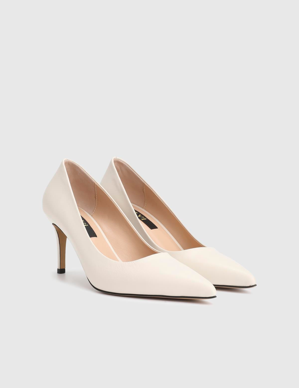 Haidee Beige Leather Women's Stiletto