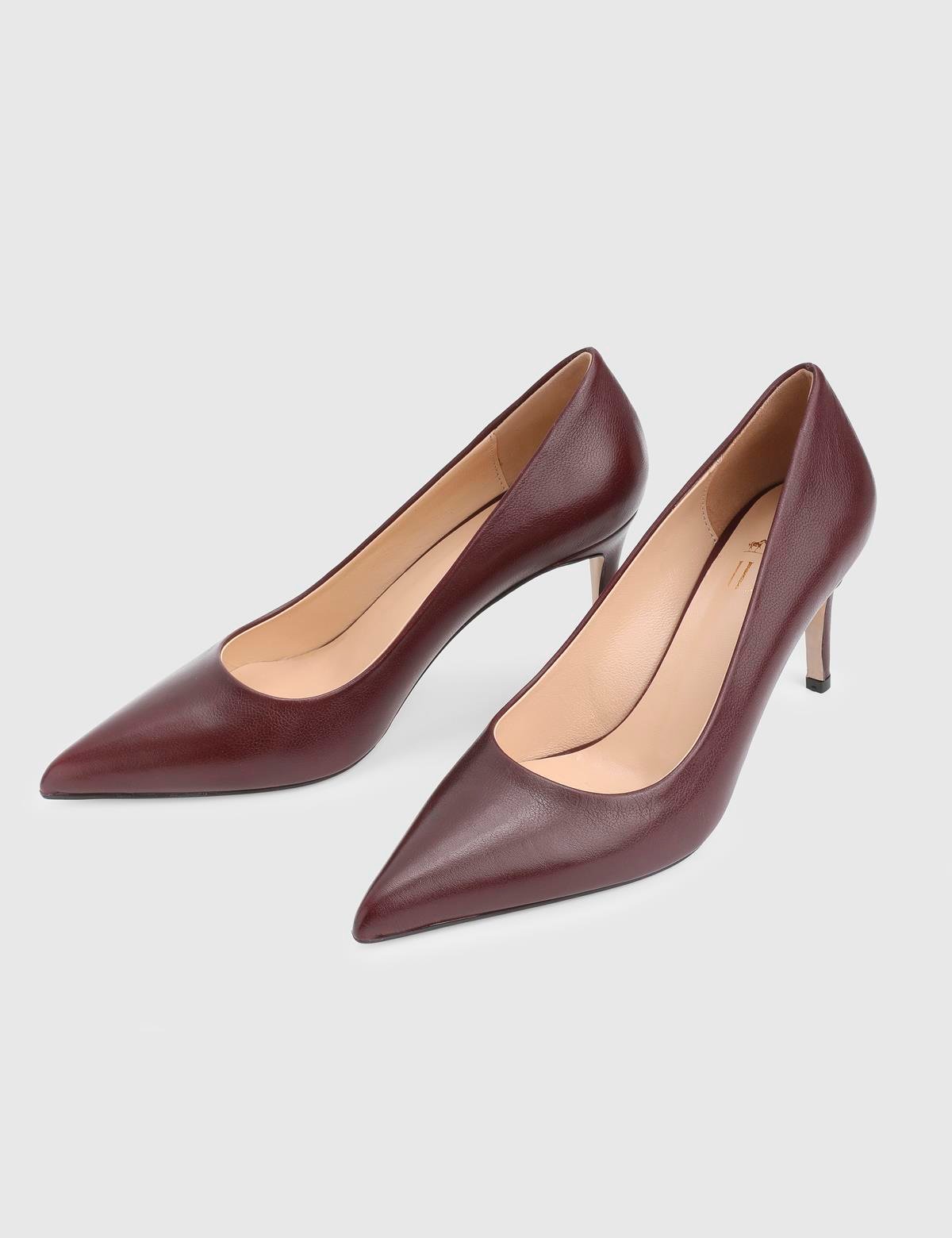 Haidee Burgundy Leather Women's Stiletto