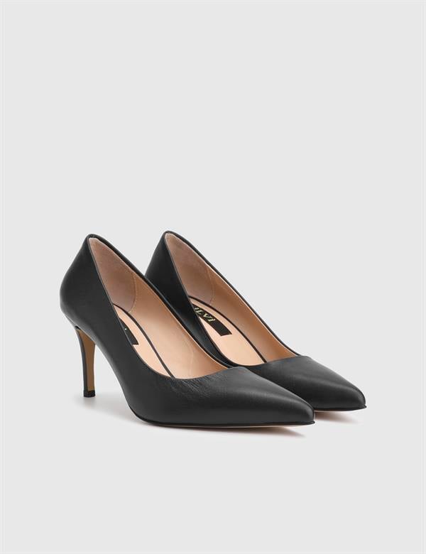 Haidee Black Leather Women's Stiletto