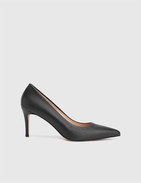 Haidee Black Leather Women's Stiletto