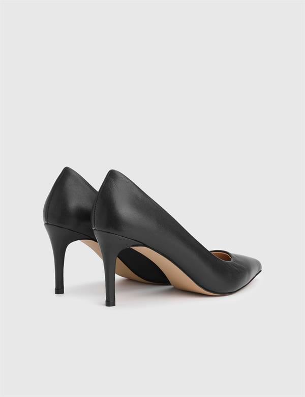 Haidee Black Leather Women's Stiletto