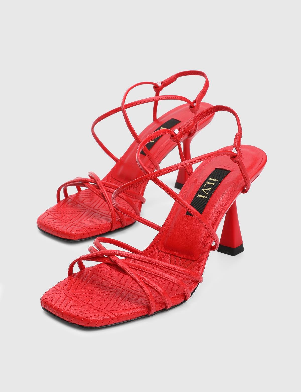 Hotaru Red Leather Women's Heeled Sandal