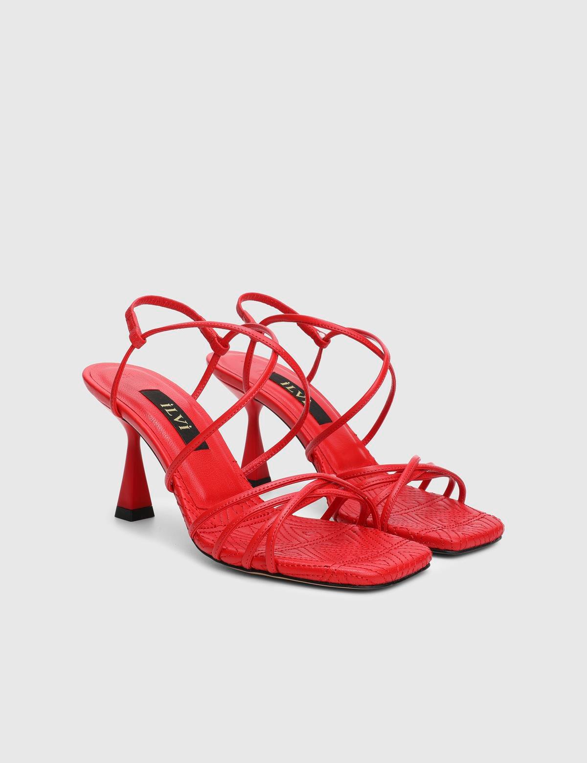 Hotaru Red Leather Women's Heeled Sandal